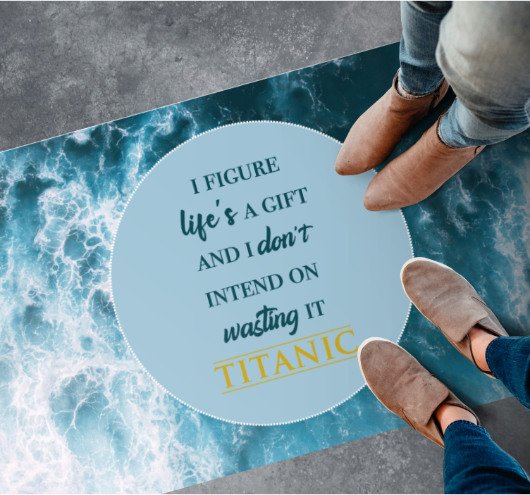 Alfombra vinílica con frase la vida es un regalo - TenVinilo