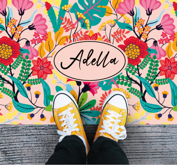 Alfombra vinílica dormitorio diseño floral personalizado - TenVinilo
