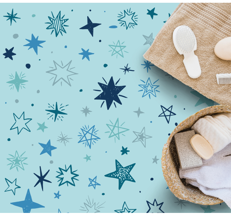 Alfombra vinílica estrellas patrón de noche azul - TenVinilo