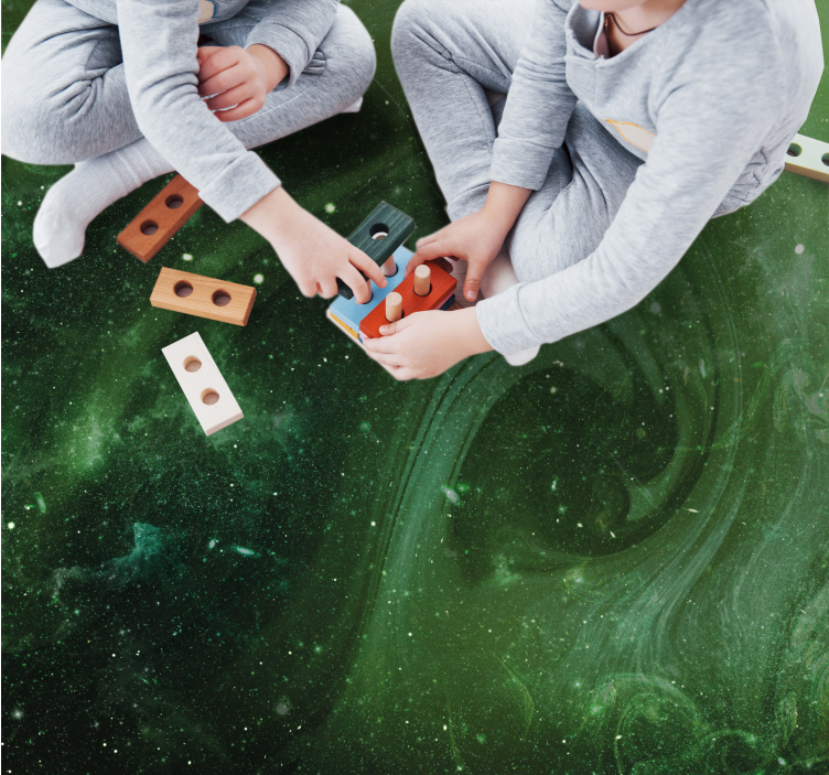 Alfombra vinílica estrellas remolino verde cósmico - TenVinilo