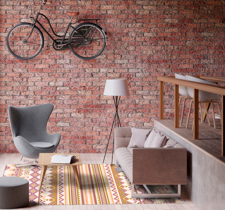 Alfombra vinílica étnica corredor con estampado étnico - TenVinilo