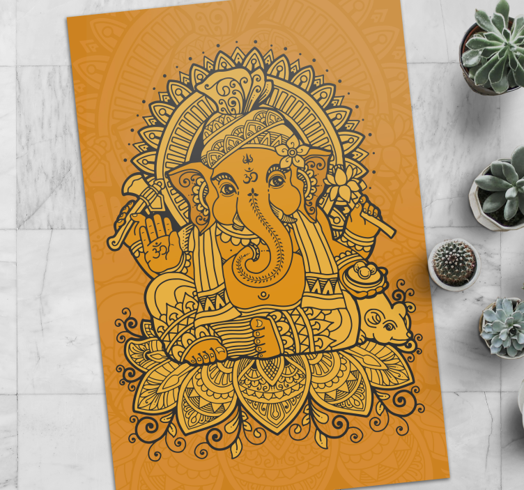 Alfombra vinílica étnica ilustración de ganesh - TenVinilo