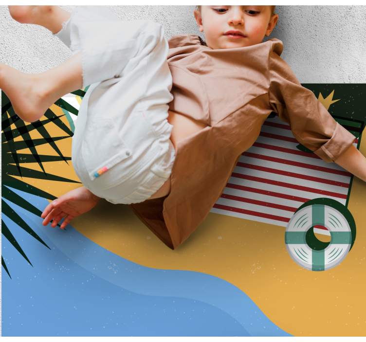 Alfombra vinílica naturaleza escena de picnic en la playa - TenVinilo