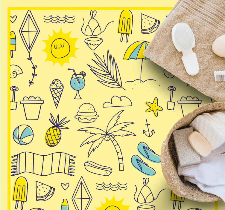 Alfombra vinílica evento vibraciones de playa soleada - TenVinilo