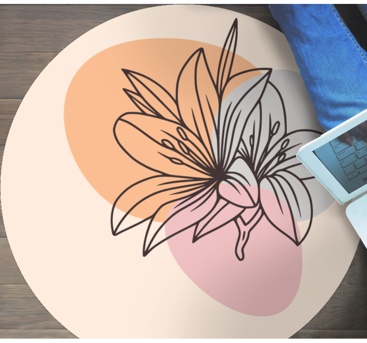 Alfombra vinílica redonda acento floral de lirio - TenVinilo