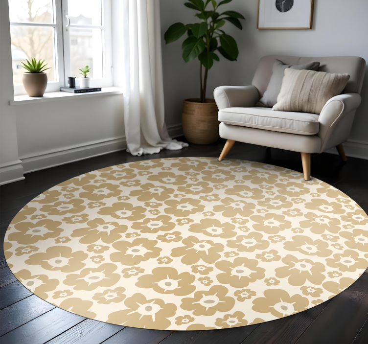Alfombra vinílica flores amapolas beige - TenVinilo