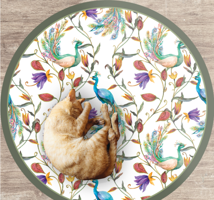 Alfombra vinílica flores bellísimas flores de pavo real - TenVinilo