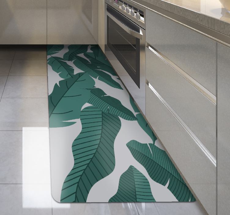 Alfombra vinílica flores diseño de hoja botánica - TenVinilo