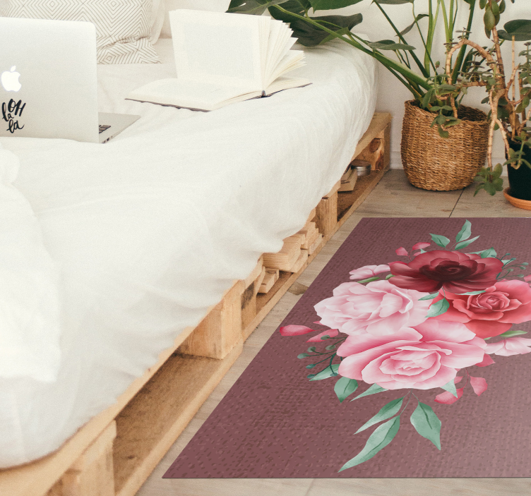 Alfombra vinílica flores elegancia de ramo de rosas - TenVinilo