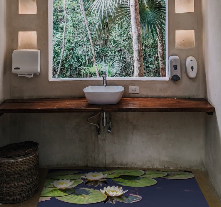 Alfombra vinílica flores emblema de lirio de agua - TenVinilo