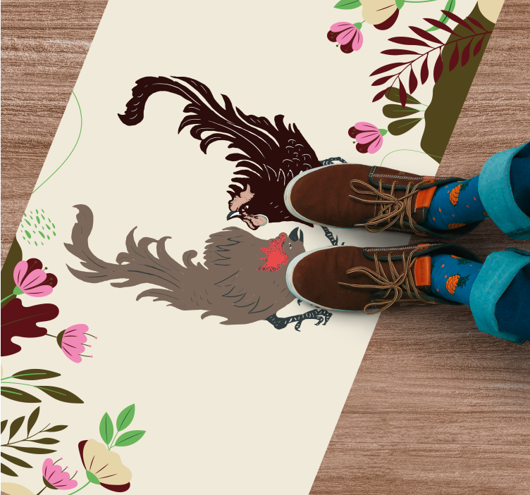 Aflombra vinílica animales escena floral de palomas - TenVinilo