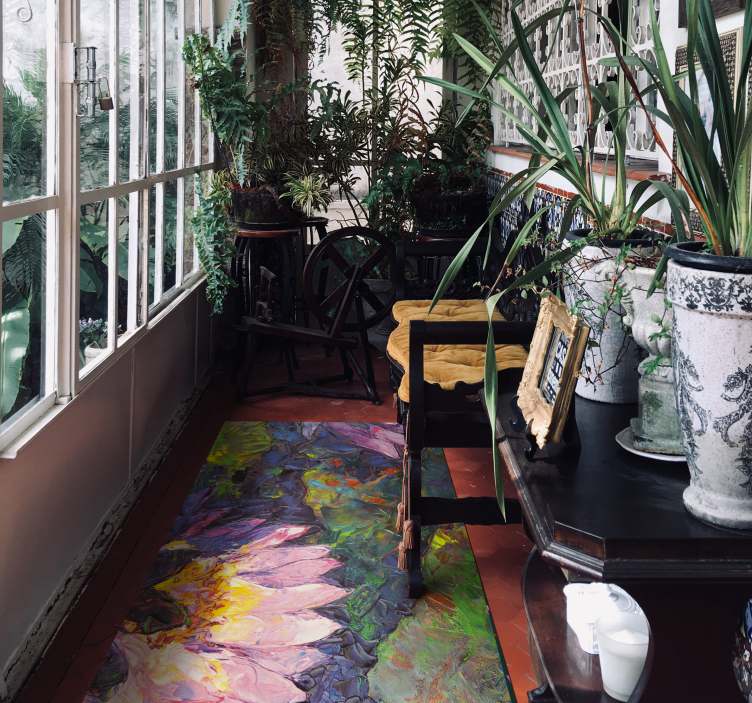 Alfombra vinílica flores florales impresionistas - TenVinilo