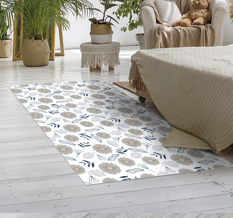 Alfombra vinílica flores motivo botánico floral - TenVinilo