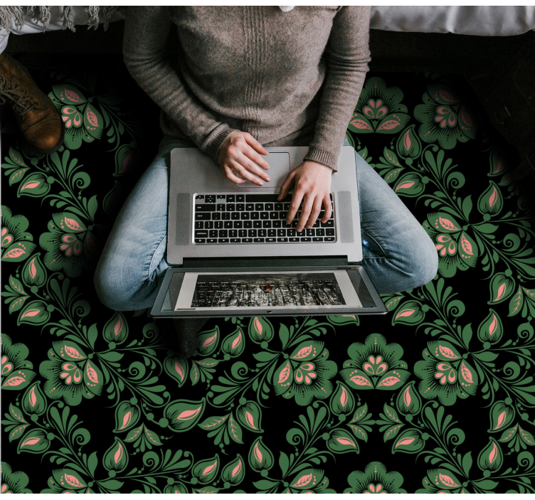 Alfombra vinílica flores motivo de vegetación botánica - TenVinilo