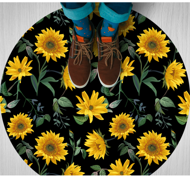 Alfombra vinílica flores motivo floral de girasol - TenVinilo