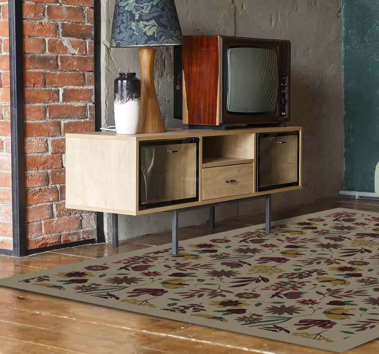 Alfombra vinílica flores motivos botánicos de otoño - TenVinilo