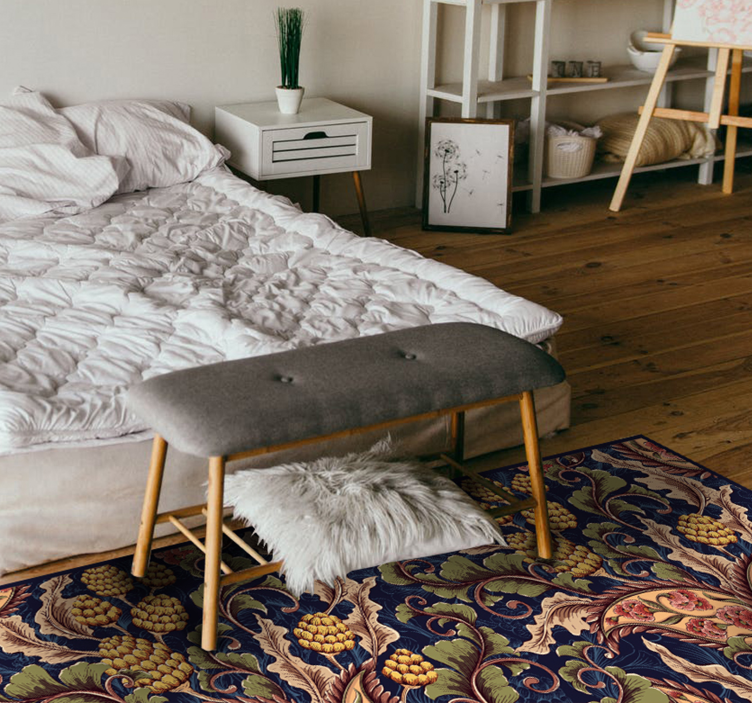 Alfombra vinílica flores ornamentación floral - TenVinilo