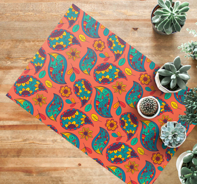 Alfombra vinílica flores patrón de cachemira floral - TenVinilo