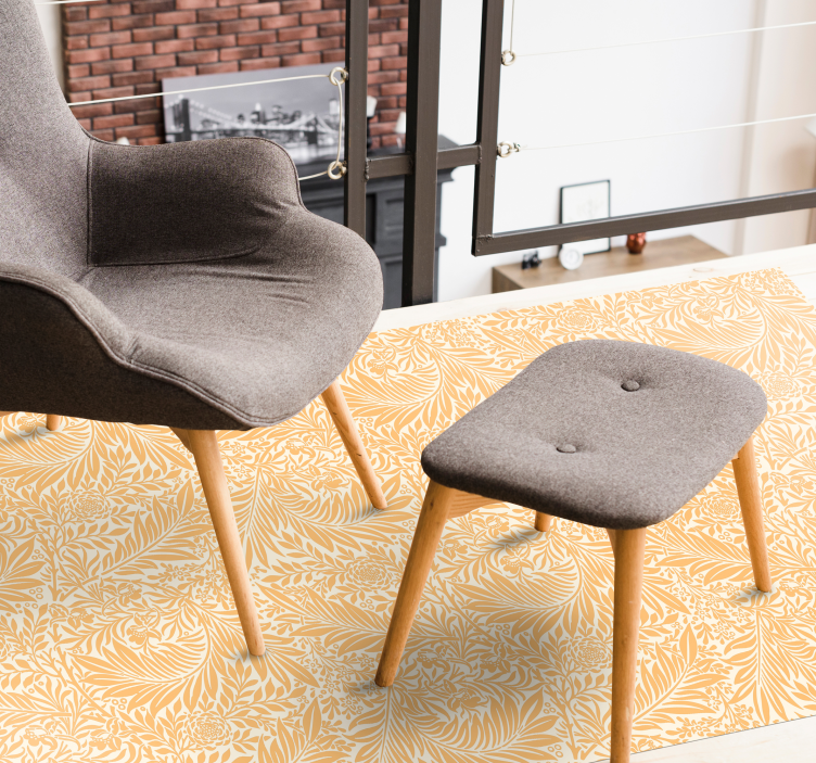 Alfombra vinílica flores patrón de hojas botánicas - TenVinilo