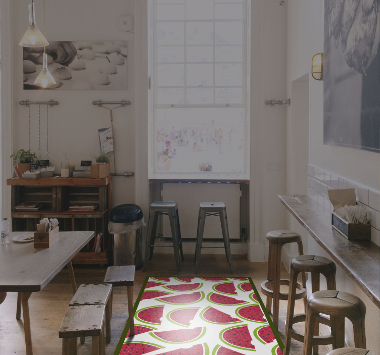 Alfombra vinílica flores patrón de rebanada de sandía - TenVinilo