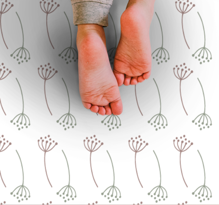 Alfombra vinílica flores patrón de tallo floral - TenVinilo