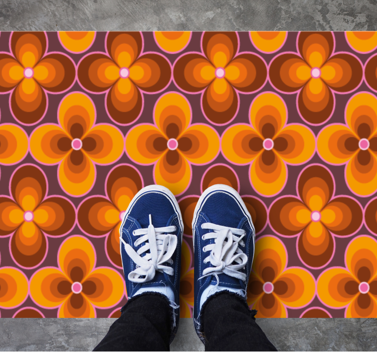 Alfombra vinílica vintage patrón floral retro - TenVinilo