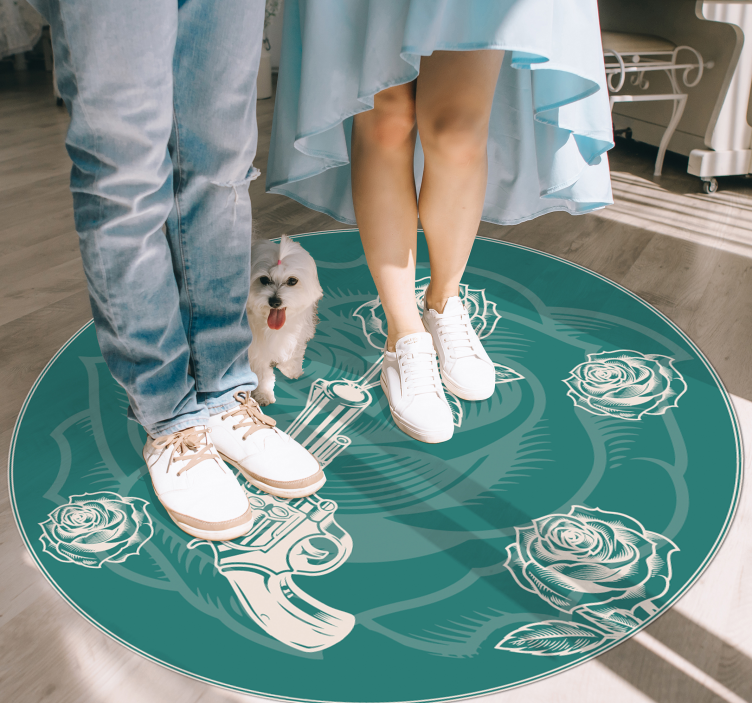 Alfombra vinílica flores revólver floral - TenVinilo