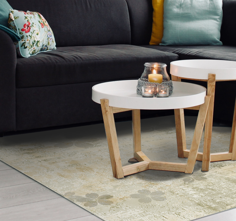 Alfombra vinílica salón sutil elegancia floral - TenVinilo