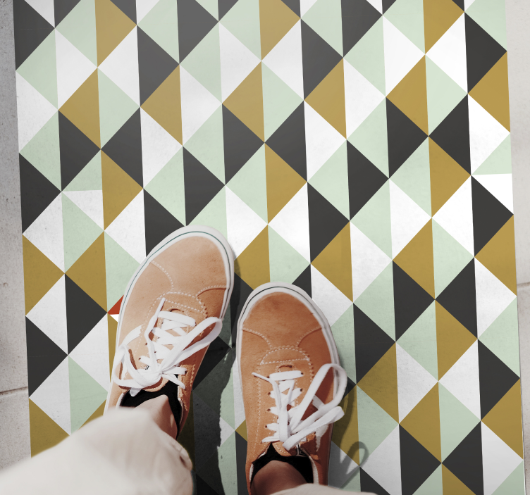 Alfombra vinílica geométrica arreglo mosaico triangular - TenVinilo