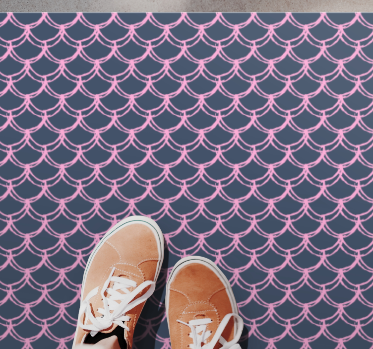 Alfombra vinílica baño líneas scallop rosas - TenVinilo