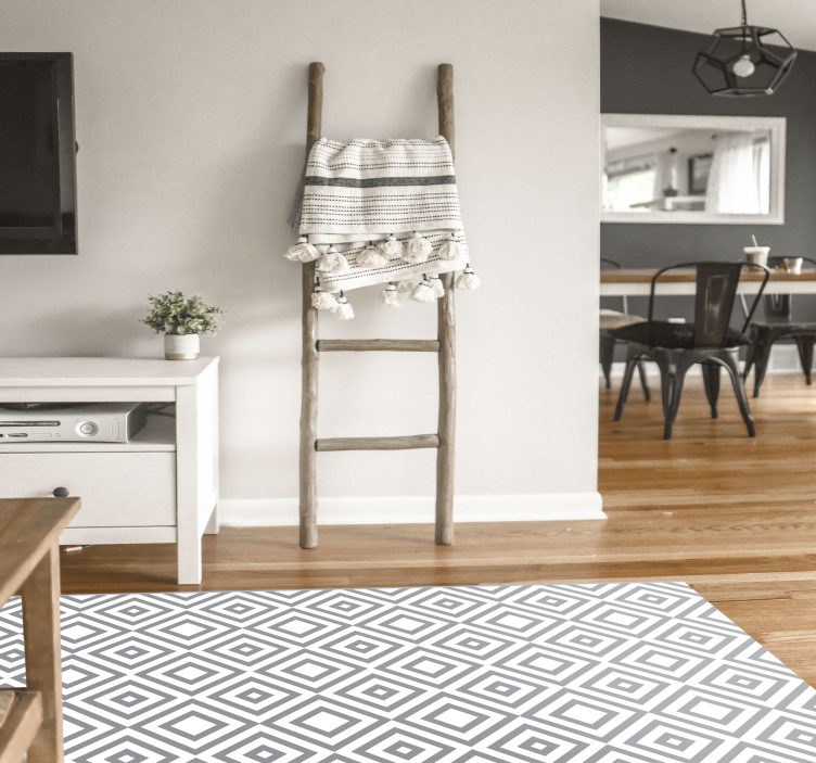 Alfombra vinílica geométrica diseño con patrón de diamantes - TenVinilo