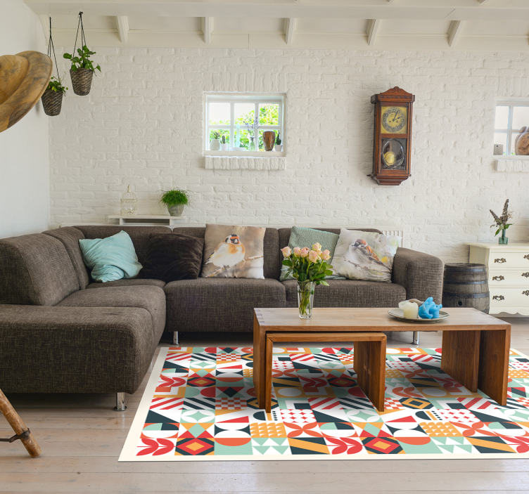 Alfombra vinílica geométrica mosaico simétrico - TenVinilo