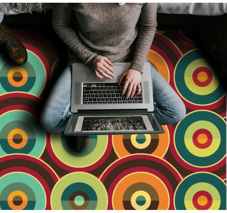 Alfombra vinílica geométrica motivo circular vibrante - TenVinilo