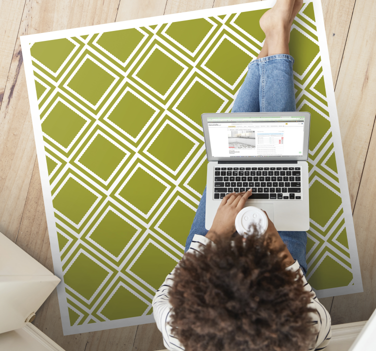 Alfombra vinílica geométrica motivo de patrón de diamantes - TenVinilo