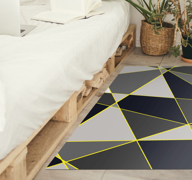 Alfombra vinílica geométrica líneas triangulares grises - TenVinilo
