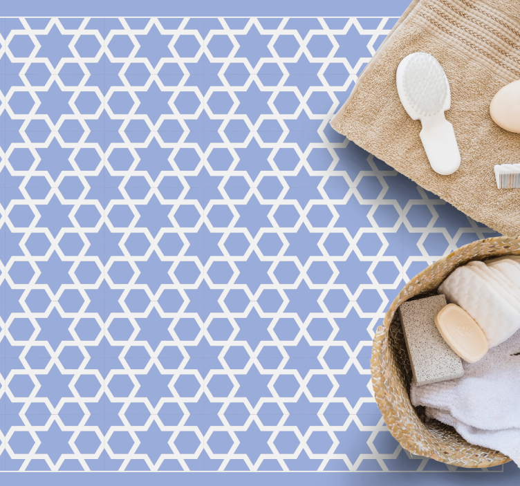 Alfombra vinílica geométrica motivo estrellado hexagonal - TenVinilo