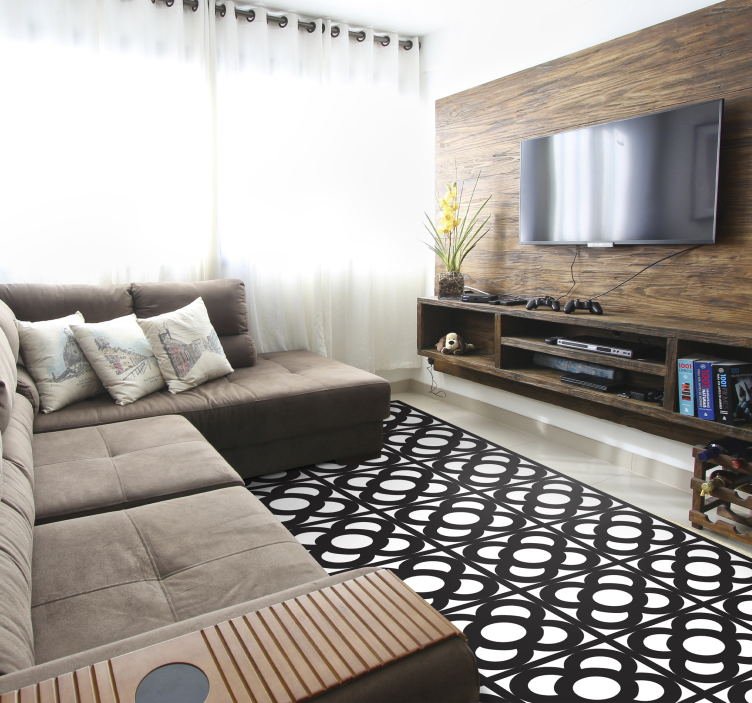 Alfombra vinílica geométrica motivos circulares - TenVinilo
