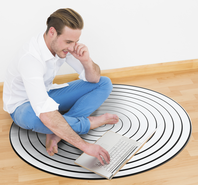 Alfombra vinílica geométrica diseño circular simplista - TenVinilo