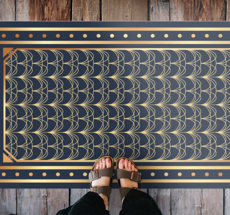 Alfombra de vinilo geométrica Patrón de art deco dorado moderno - TenVinilo