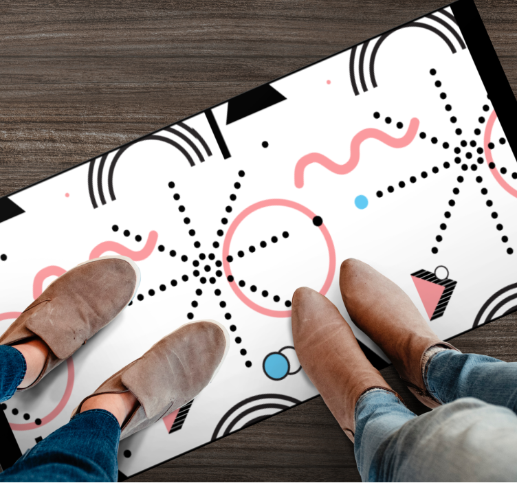 Alfombra vinílica moderna patrón geométrico blanco - TenVinilo