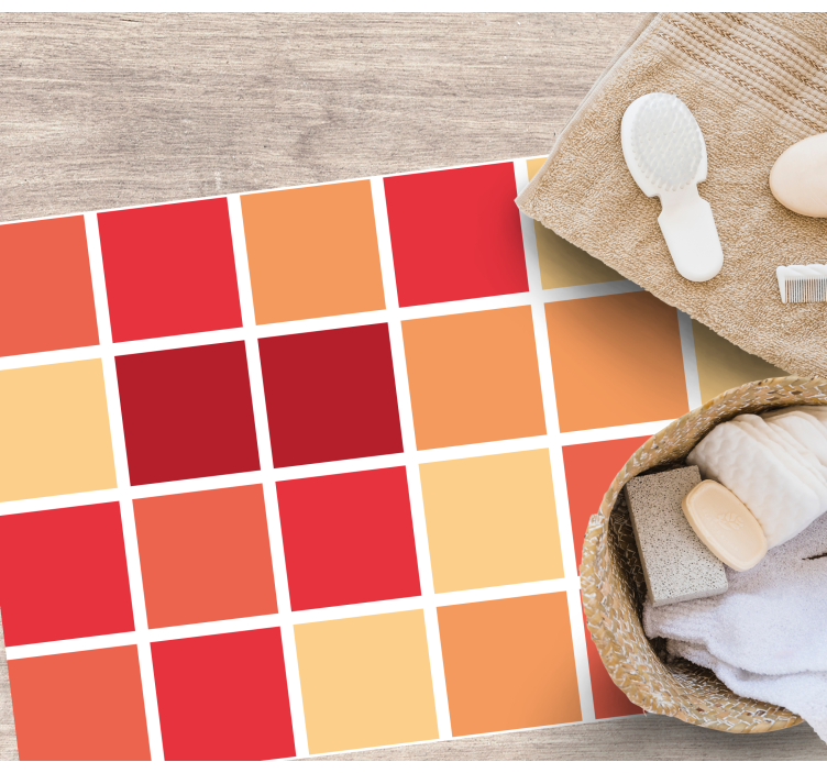 Alfombra vinílica baño patrones cuadrados coloridos - TenVinilo