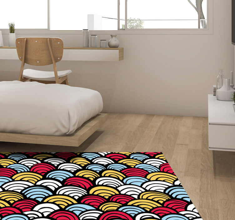 Alfombra vinílica geométrica semicírculos de colores - TenVinilo