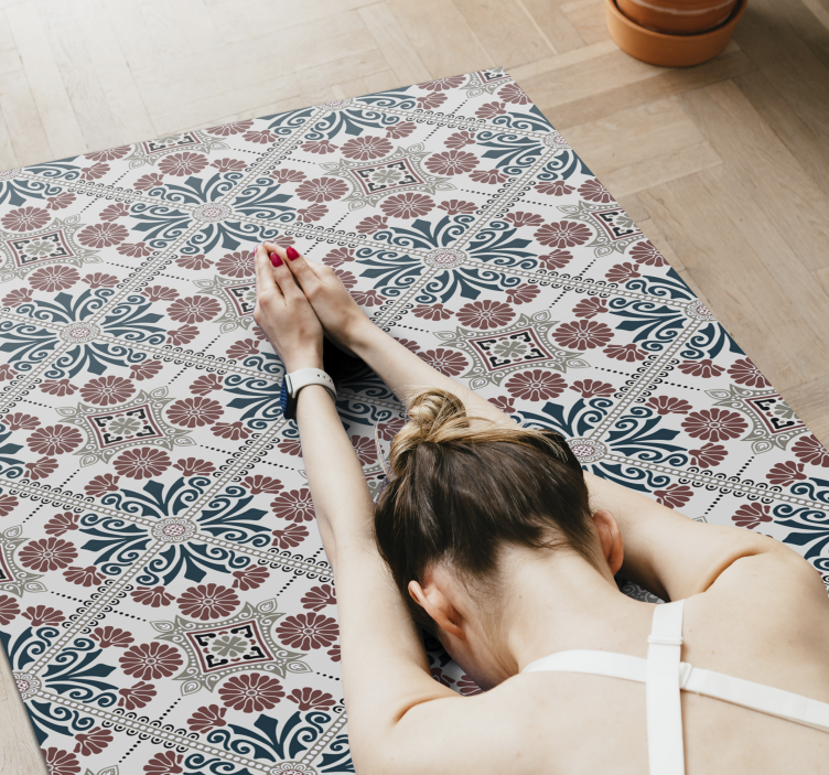 Alfombra vinílica hidráulica arreglo botánico - TenVinilo