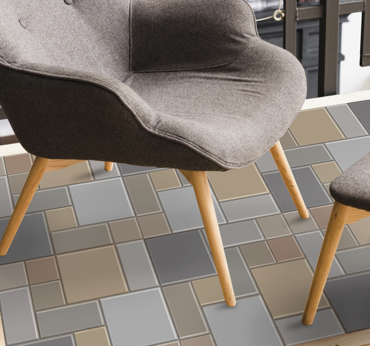 Alfombra vinílica hidráulica mosaico geométrico - TenVinilo