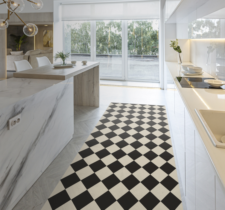 Alfombra vinílica hidráulica patrón de cuadros clásico - TenVinilo