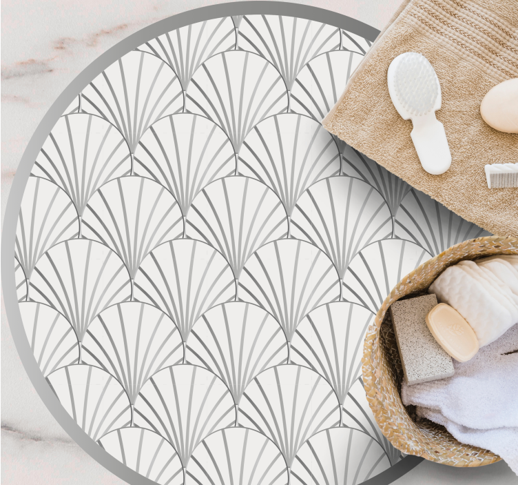 Alfombra vinílica baño elegante patrón de abanico - TenVinilo