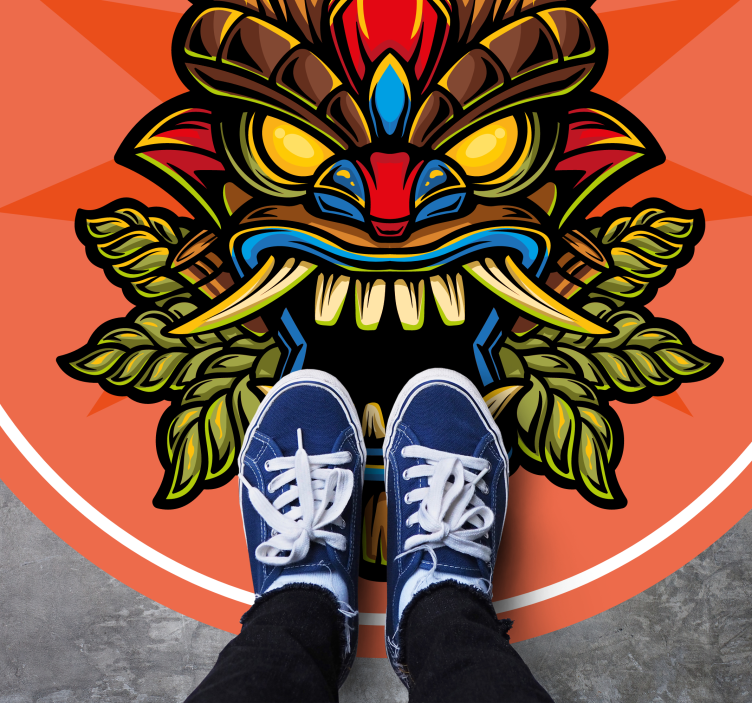 Alfombra vinílica juvenil máscara tiki - TenVinilo