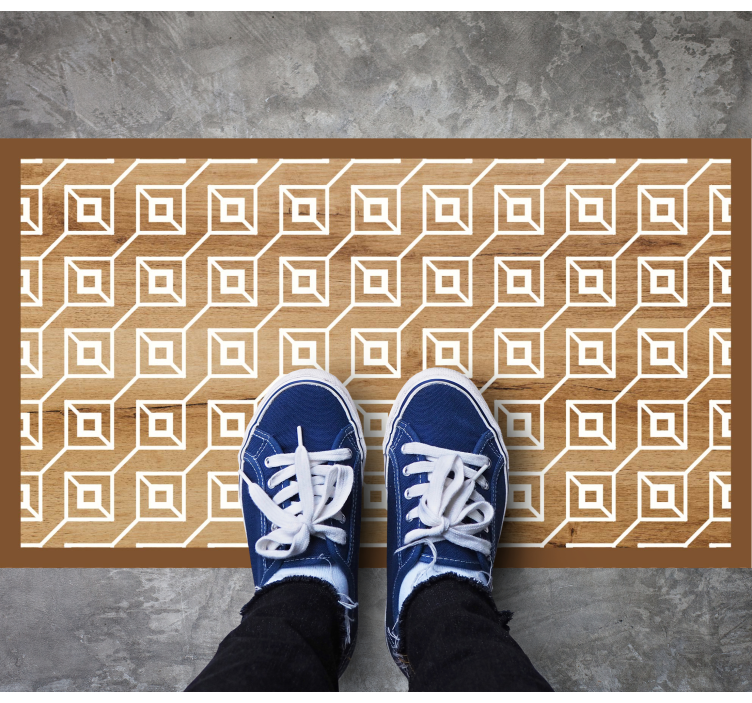 Alfombra vinílica imitación madera motivos geométricos - TenVinilo