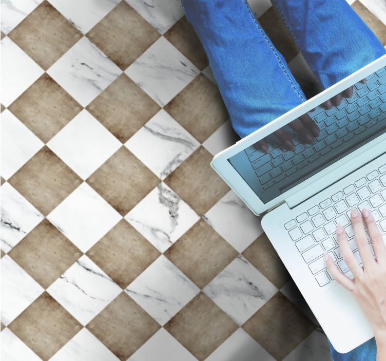 Alfombra vinílica imitación mármol diagonal de mármol - TenVinilo