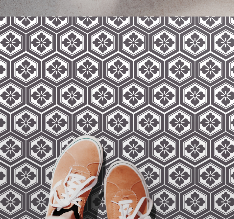 Alfombra vinílica imitación mármol elegante patrón hexagonal - TenVinilo